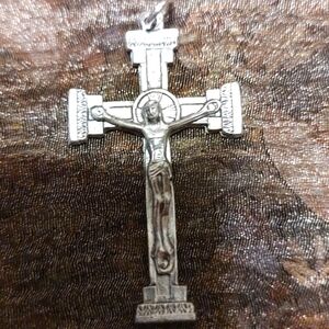 ▫️✝️▫️Beautiful Vintage Deadstock Ornate Silver Metal Crucifix Cross Pendant